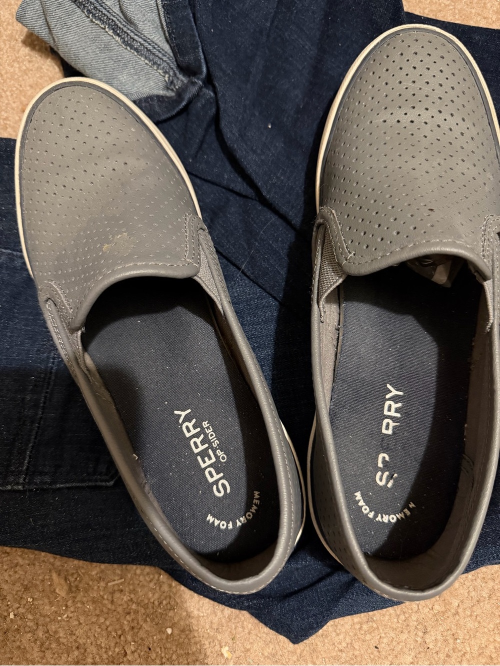 Sperry Men’s Perforated Slip-On Loafers - Gray
